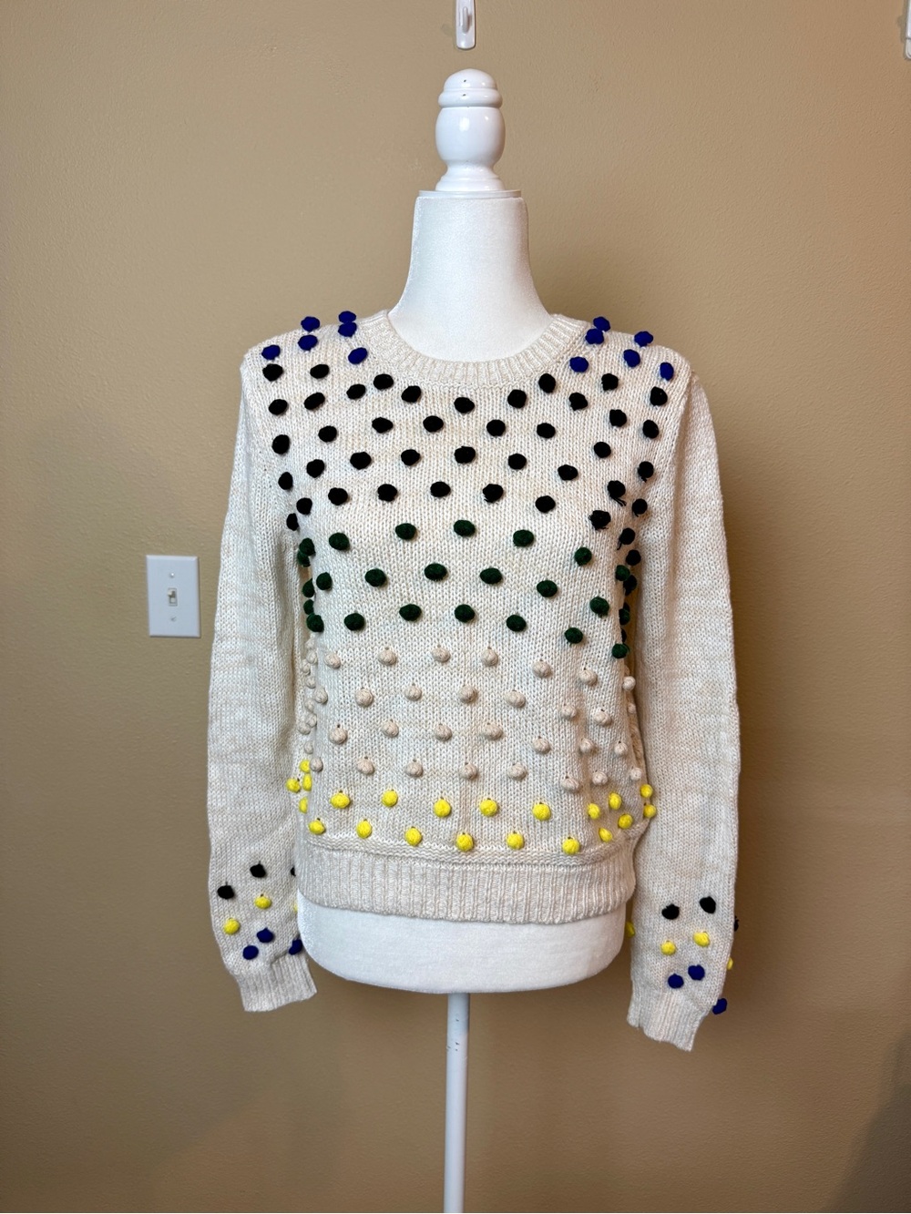 Anthropology Moth Candy Dot Pompon Pull Over Sweater Size XS